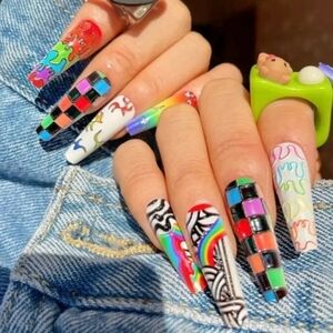 🔥3/$21 Grafitti 3D Embossed design Press on nails 24 count